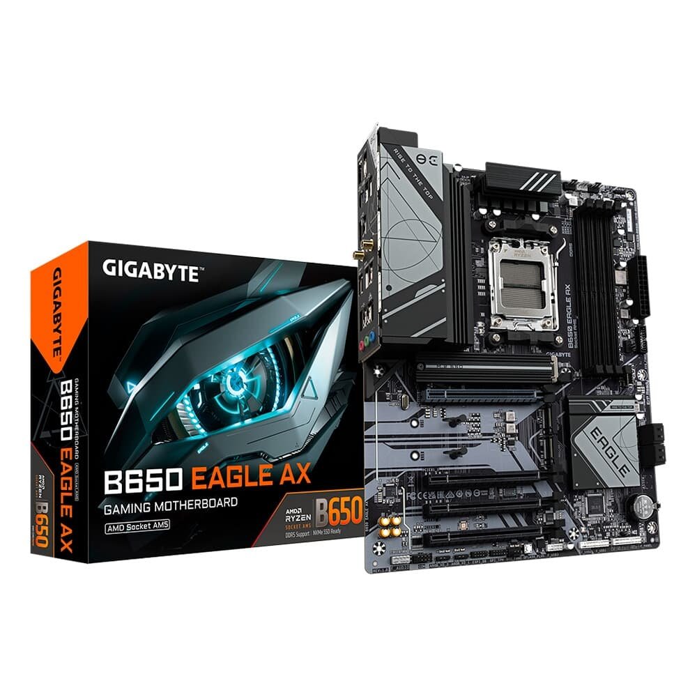 Placa Mãe Gigabyte B650 Eagle AX, AMD AM5, ATX, DDR5, LED RGB, Wi-Fi 6E, Bluetooth, Preto - 9MB65EGX-00-10