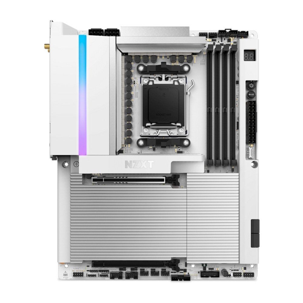 Placa Mãe NZXT N9 X870E, AMD X870E, AM5, ATX, DDR5, com Wi-Fi e Cover, Branca - N9-X87XT-W1
