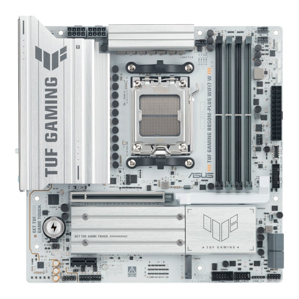 Placa Mãe ASUS TUF GAMING B850M-PLUS WIFI7 W, AMD AM5, mATX, DDR5, Wi-fi 7, Bluetooth, Branco - 90MB1MD0-M0EAY0