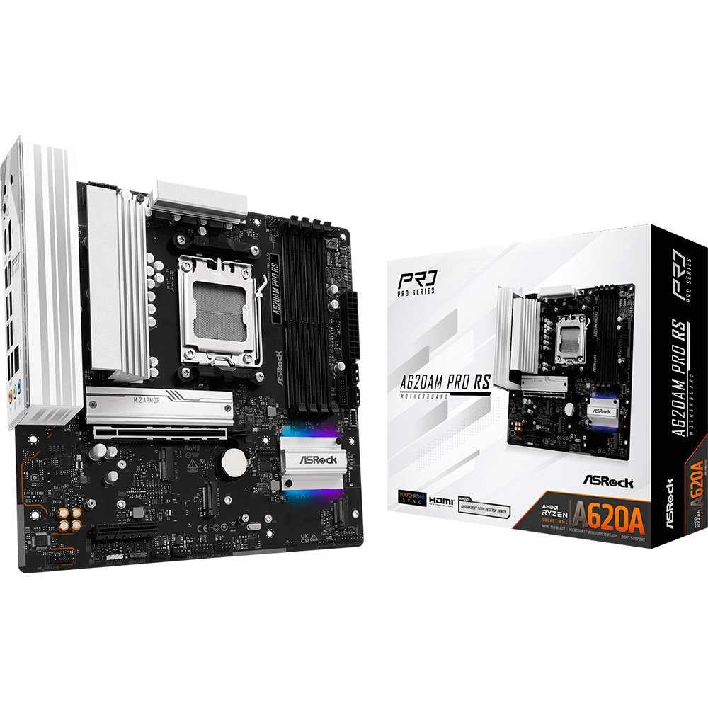 Placa-Mãe ASRock A620AM Pro RS, Ryzen AM5 A620A, Micro ATX , DDR5 - 90-MXBSV0-A0UAYZ