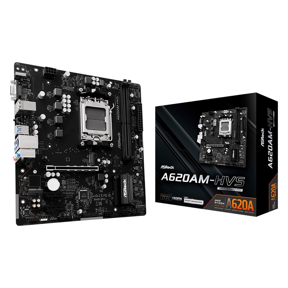 Placa-Mãe ASRock A620AM-HVS, Ryzen AM5 A620A, Micro ATX, DDR5 - 90-MXBSR0-A0UAYZ