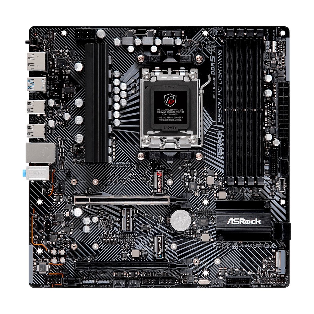 Placa-Mãe ASRock B650M PG Lightning, Ryzen AM5 B650, Micro ATX , DDR5 - 90-MXBMV0-A0UAYZ