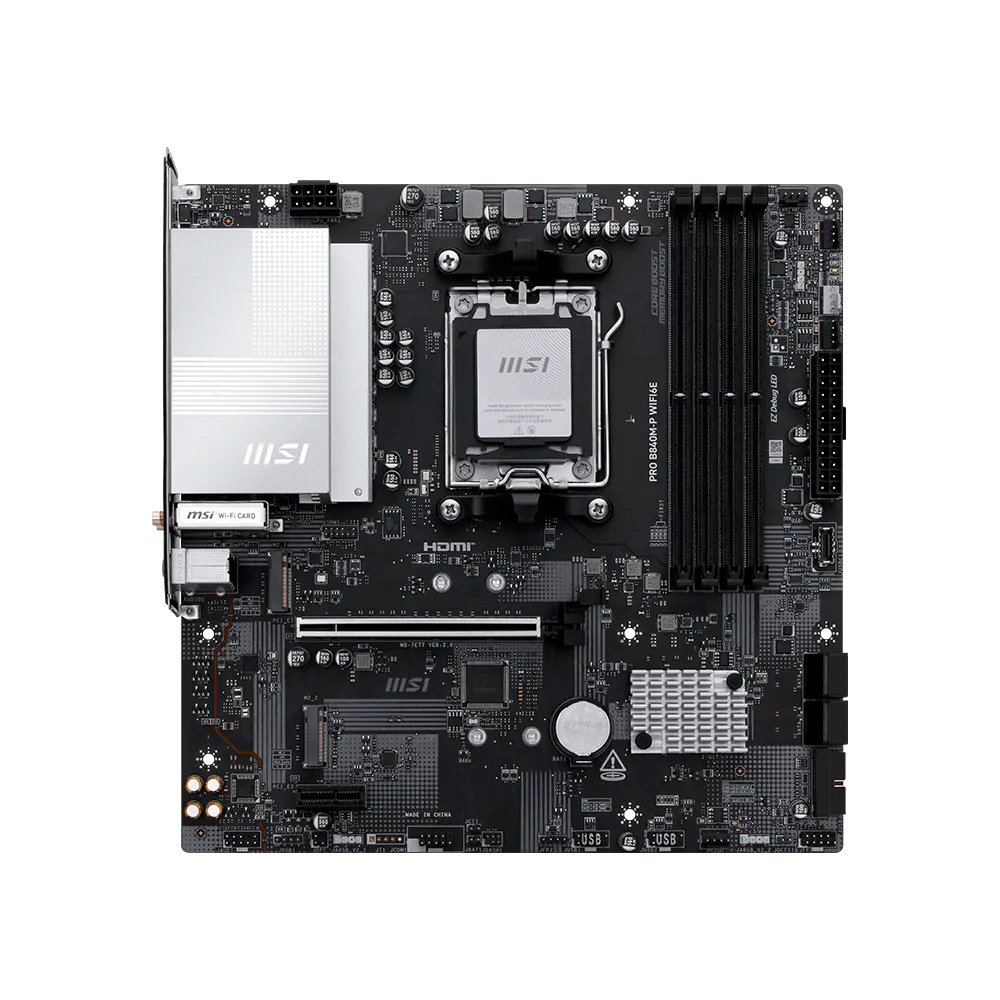 Placa-Mãe MSI PRO B840M-P WIFI6E, AMD, AM5, Micro-ATX, DDR5, Wi-Fi - PROB840M-PWIFI6E