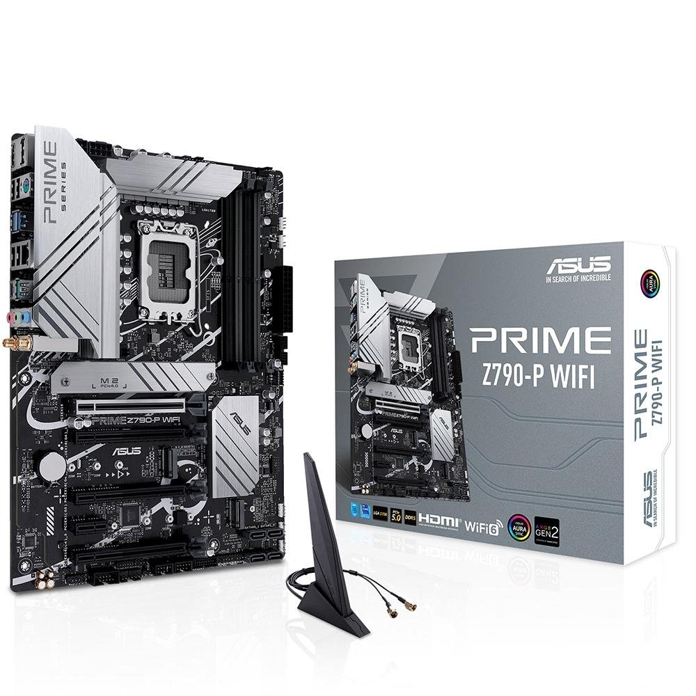 Placa-Mãe ASUS Prime Z790-P Wi-Fi, Intel LGA1700 Z790, ATX, DDR5, Cinza - Prime Z790-P Wi-Fi