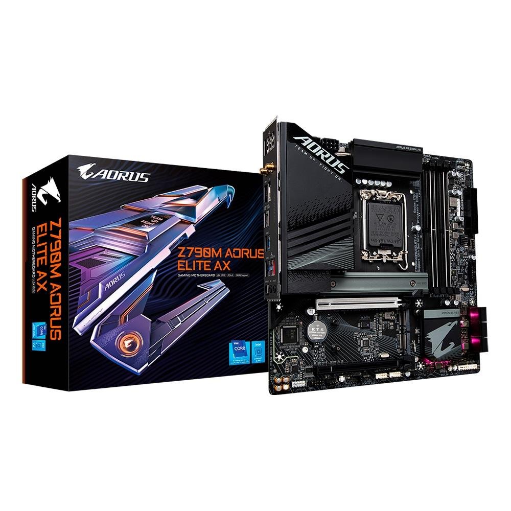 Placa-Mãe Gigabyte Z790M Aorus Elite AX, Intel, ATX, DDR5, Wi-Fi, Bluetooth, Preto - Z790M AORUS ELITE AX