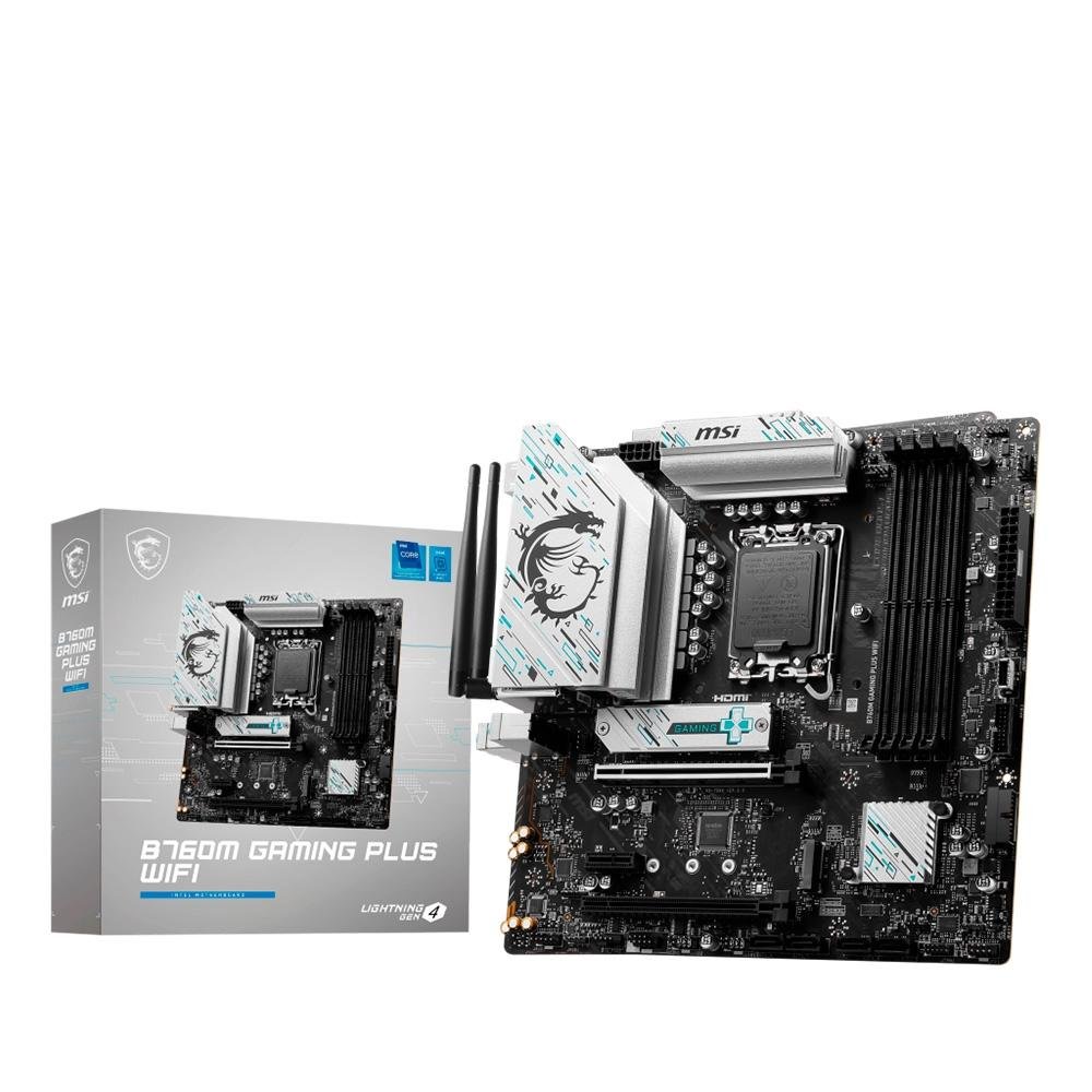 Placa-Mãe MSI B760M Gaming Plus, Intel LGA 1700, M-ATX, DDR5, Wi-Fi, Preto - B760M GAMING PLUS WIFI