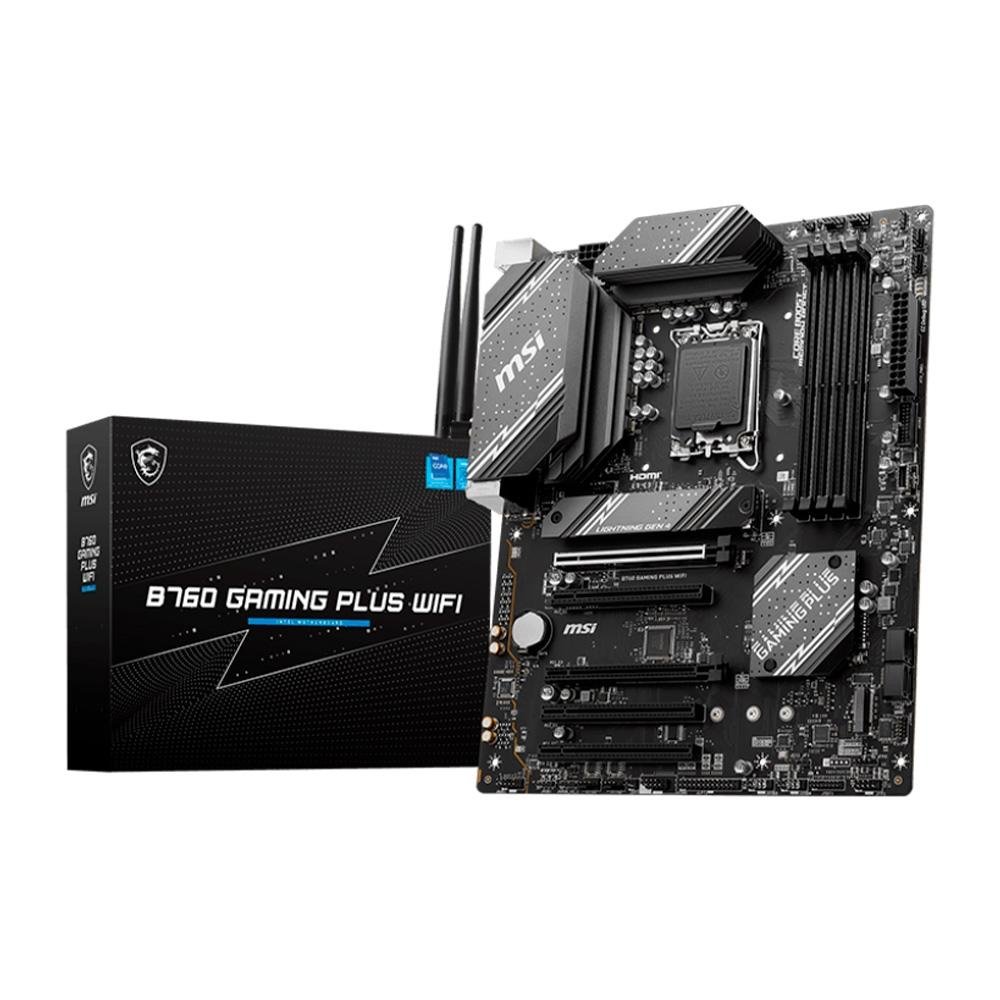 Placa-Mãe MSI B760 Gaming Plus, Intel LGA 1700, ATX, DDR5, Wi-Fi, Preto - B760 GAMING PLUS WIFI