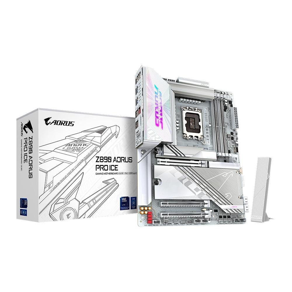 Placa-Mãe Gigabyte Z890 AORUS PRO ICE, Intel, ATX, DDR5, RGB, Wi-Fi 7, Bluetooth, Branco- Z890 AORUS PRO ICE