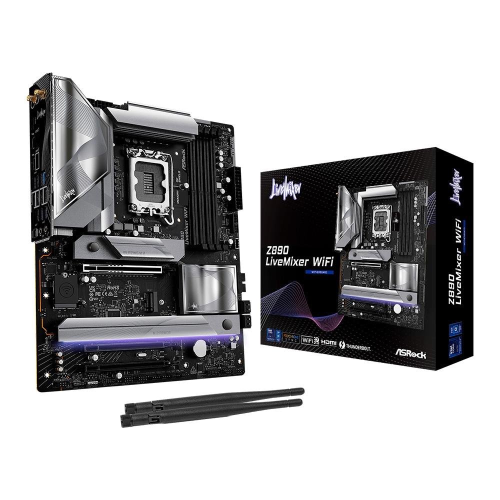 Placa-Mãe ASRock Z890 LiveMixer, Intel, LGA 1851, ATX, WiFi, DDR5, Preto - 90-MXBPE0-A0UAYZ