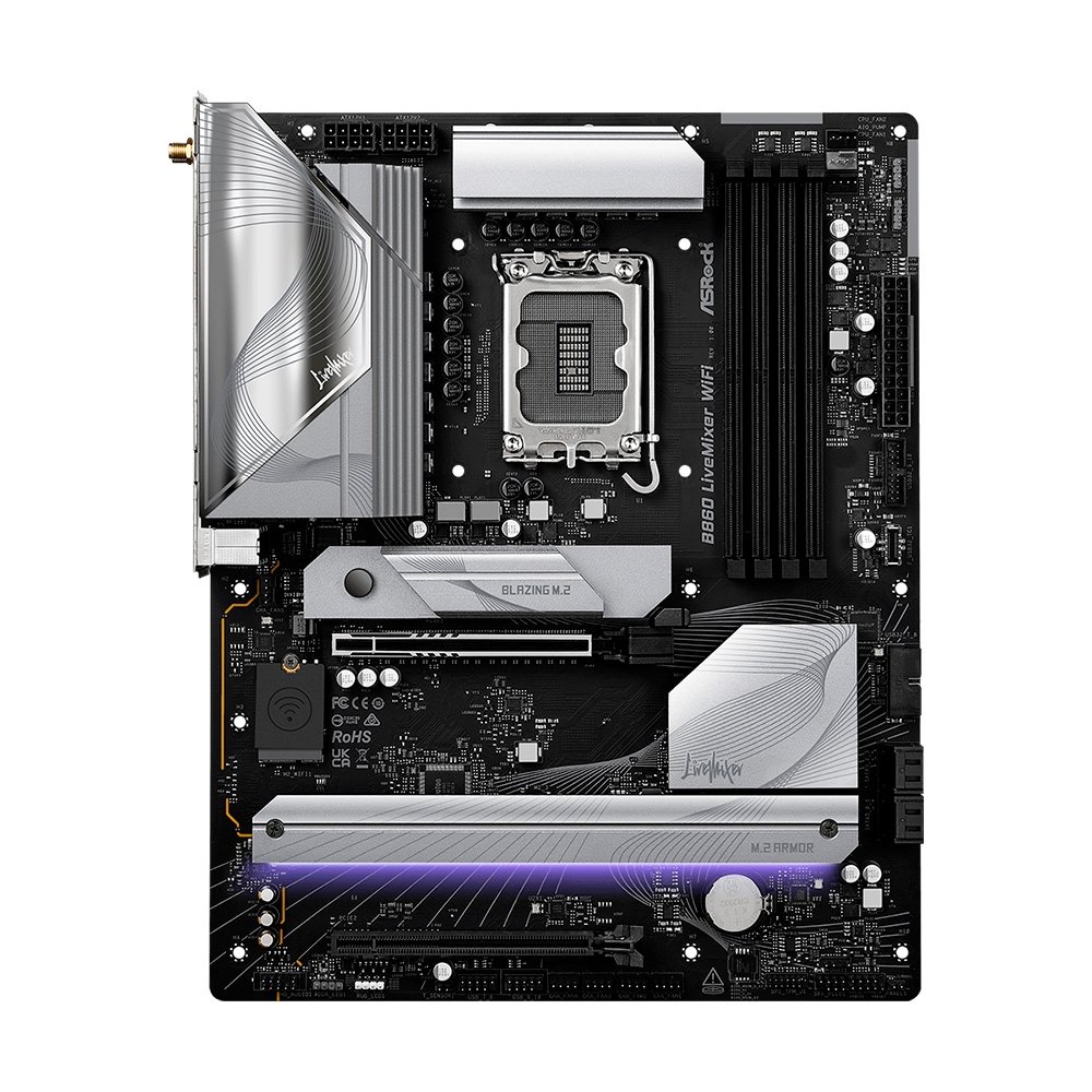 Placa-Mãe ASRock B860 LiveMixer WiFi, Intel LGA1851 B860, ATX, DDR5 - 90-MXBQV0- A0UAYZ